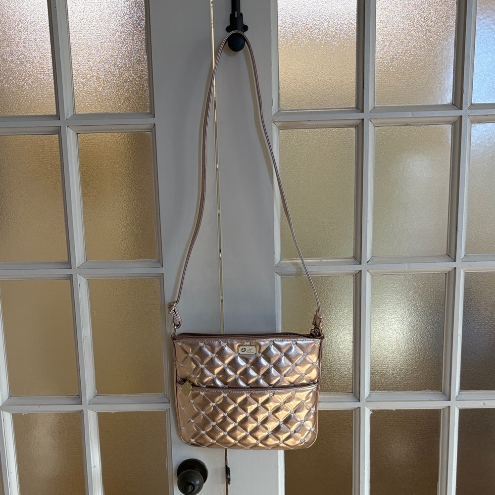 Luv Betsey by Betsey Johnson Rose Gold Quilted Heart Crossbody Bag - Picture 2 of 10